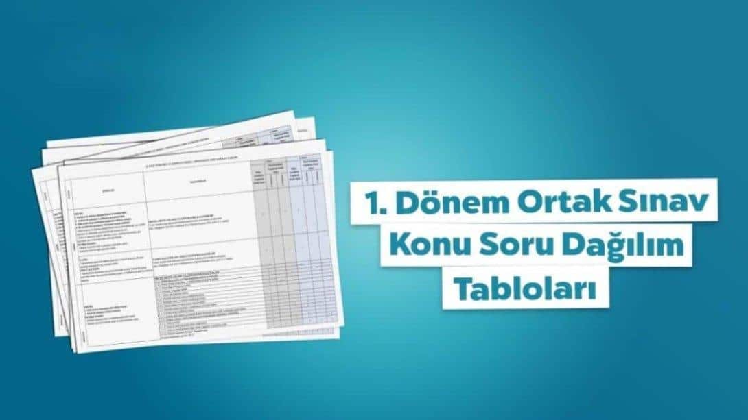 I. Dönem II. Ortak Yazılı Sınavlar (il geneli) Konu Soru Dağılım Tabloları Yayınlandı